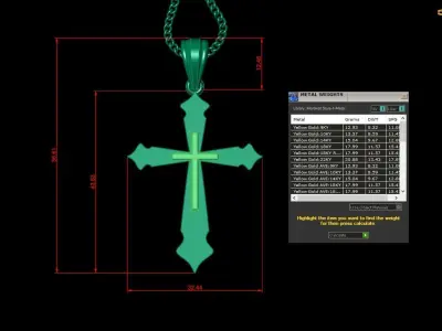 Light Gold 18K Cross Pendant 2CP055 3D print model