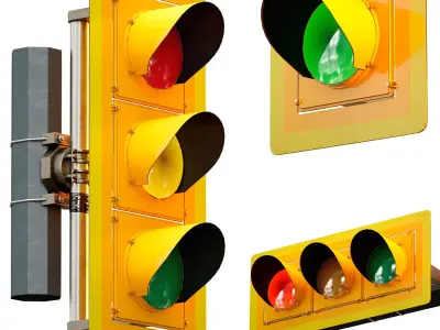 Yellow traffic light 3D model