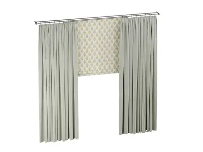 Curtains curtain with pleats and window 3D model