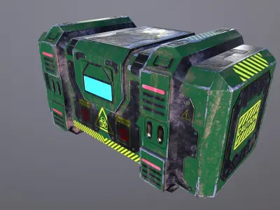 Sci-fi Box Low-poly 3D model 2