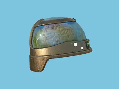 SciFi Brain Helmet 06 Bronze Dirt - Character Design Fashion Low-poly 3D model