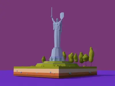 Cartoon Lowpoly Motherland Monument Low-poly 3D model