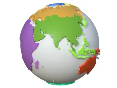 Continents Map Globe Low-poly 3D model