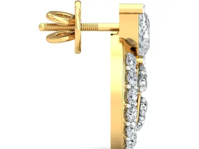 Yellow gold diamond earring-P2 E-1 3D print model