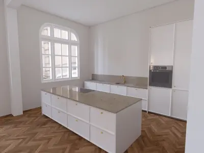 Apartment Shell With Kitchen And Bathroom 3D model