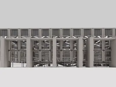 Brutalist Industrial Podium Building 12 Low-poly 3D model