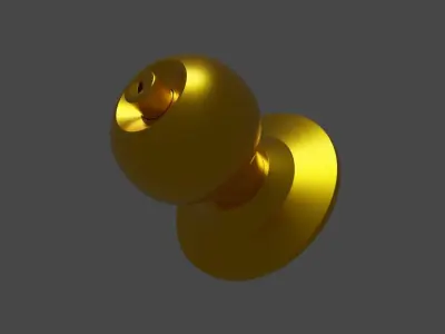 Door handle lock rounded Golden color Free low-poly 3D model