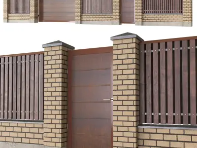 Brick fence 3D model