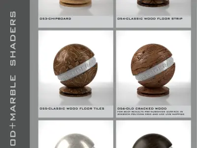 Shaders for VrayforC4D - Bundle 02 Marble and Wood 3D model