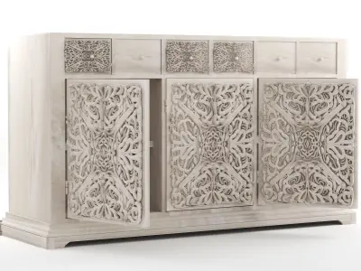 Sideboard with 3 doors in Mango wood Free 3D model