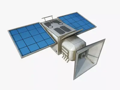 Satellite E07 Dirt Blue - SciFi Space Design Low-poly 3D model