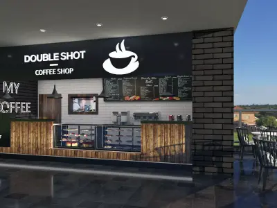 cafe 3d modeling Low-poly 3D model