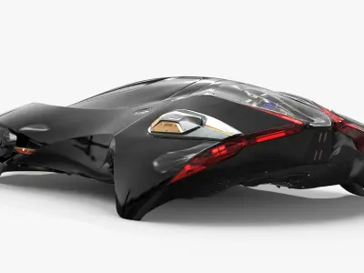  Black Futuristic Urban Flying Car 