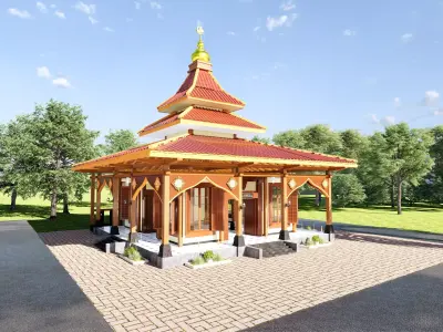Joglo Traditional Java Indonesian Mosque architecture 3D model