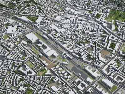 Breda and Tilburg - city and surroundings Low-poly 3D model
