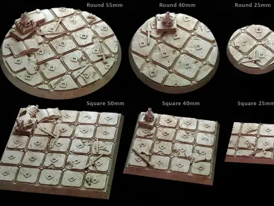 Miniature bases - Tomb or Crypt - Round and Square pack 3D print model