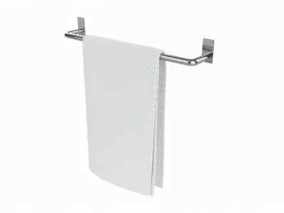 Metal Towel Rail with folded Towel 01 3D model