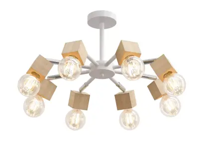 alisha-tl1197x-08ab modern ceiling light with bulbs and woode... 3D model