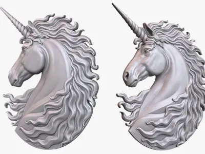  Unicorn Head Relief Sculpture 