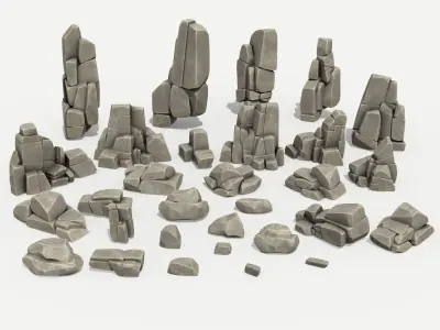30 Stylized Block Rock - 3D Game Asset - 231030 Low-poly 3D model