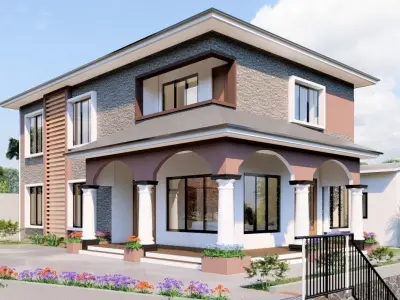 DUPLEX 3 two story house in nigeria 3D model