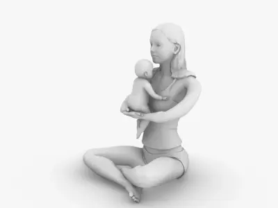 Mother and baby 3D print model
