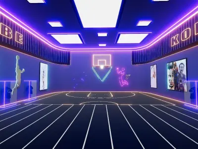 Basket Ball interior with sci-fi look Low-poly 3D model