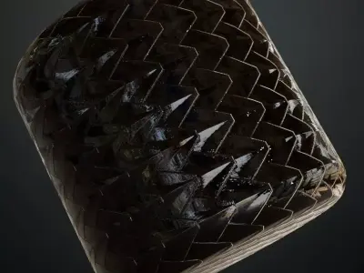 Dark High Gloss Chevron Metal Pattern PBR Seamless Texture