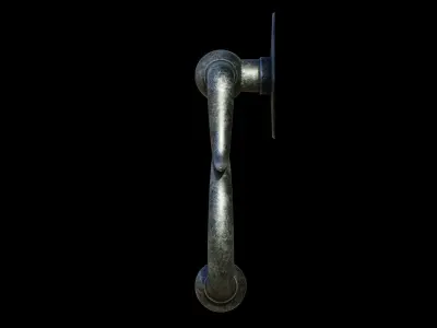 Door Handle 6 - Brass and Iron Materials 3D model