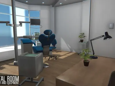 Dental room - interior and equipment Low-poly 3D model