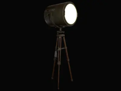 Spotlight tripod with light Low-poly 3D model