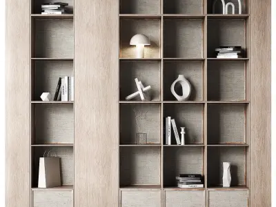 Modular Shelving 3 Wood Color Options 3D model