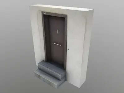 Door Street Model with Clean and Dirty textures  Low-poly 3D model