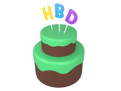 Birthday Cake v1 007 Low-poly 3D model