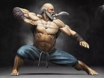 Gouken - character from the game Street Fighter  Low-poly 3D model