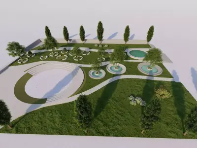 public park-Private Park Landscape 3D model