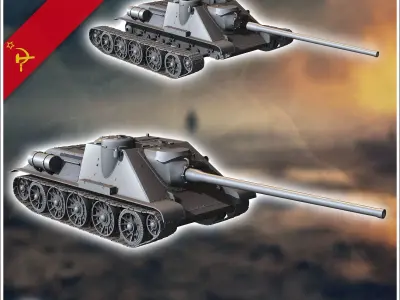 SU-100 tank destroyer - Soviet army WW2 Second World East front  3D print model