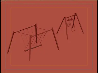 Modern Swing Set with Multiple Seats 3D model