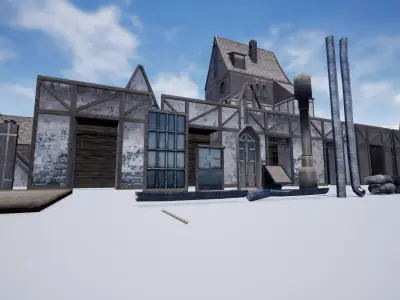 Modular Medieval Buildings Low-poly 3D model