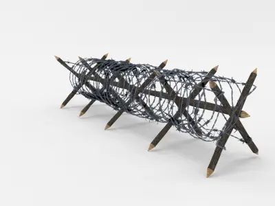 Low Poly Barb Wire Obstacle Low-poly 3D model