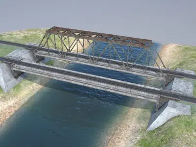 RW Bridge Vologda-II Low-poly 3D model