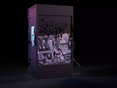 3D Cyberpunk Payphone Low-poly 3D model