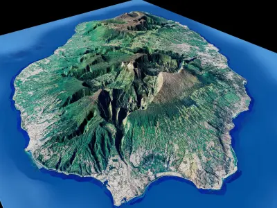 Reunion island full 3d model terrain 3D model
