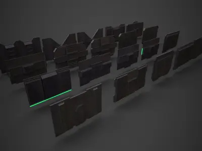 Sci-Fi Monitor Collection Low-poly 3D model