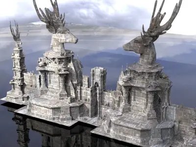 Christmas Reindeer Mansion gate 2 3D model