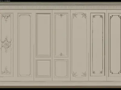 French carved wainscoting 3D model