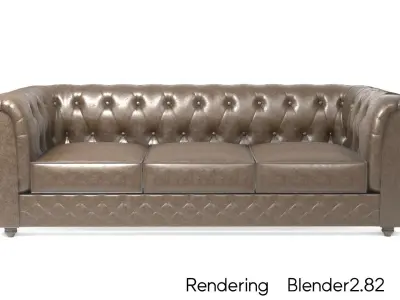 Chesterfield leather sofa 3D model