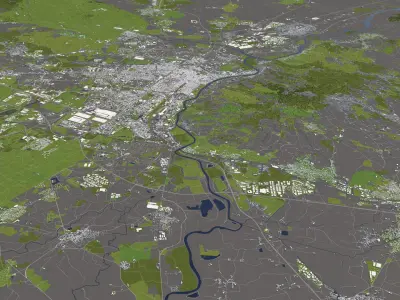 Turin Italy 50x50km 3D City Map 3D model
