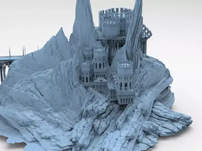 Persian Fort Ruin Mountains 3D model