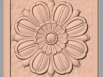 Furniture decoration round flower 3D STL model for CNC E934 3D model